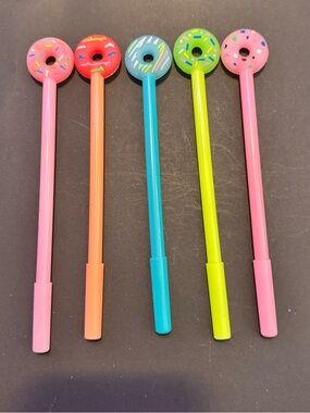 Donut Topped Colorful Gel Pens - Set of 5